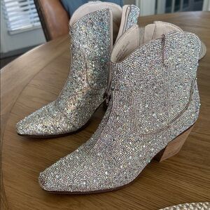 Sparkling Rhinestone Ankle Boots